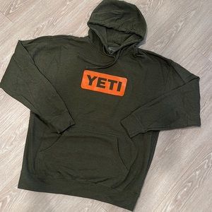Men’s olive green and orange yeti hoodie